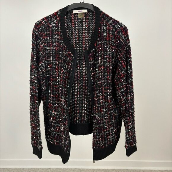 👛 (ANY 2/$20) ALIA Loose Weave Multi Color Zipper Sweater, Medium - Picture 3 of 7